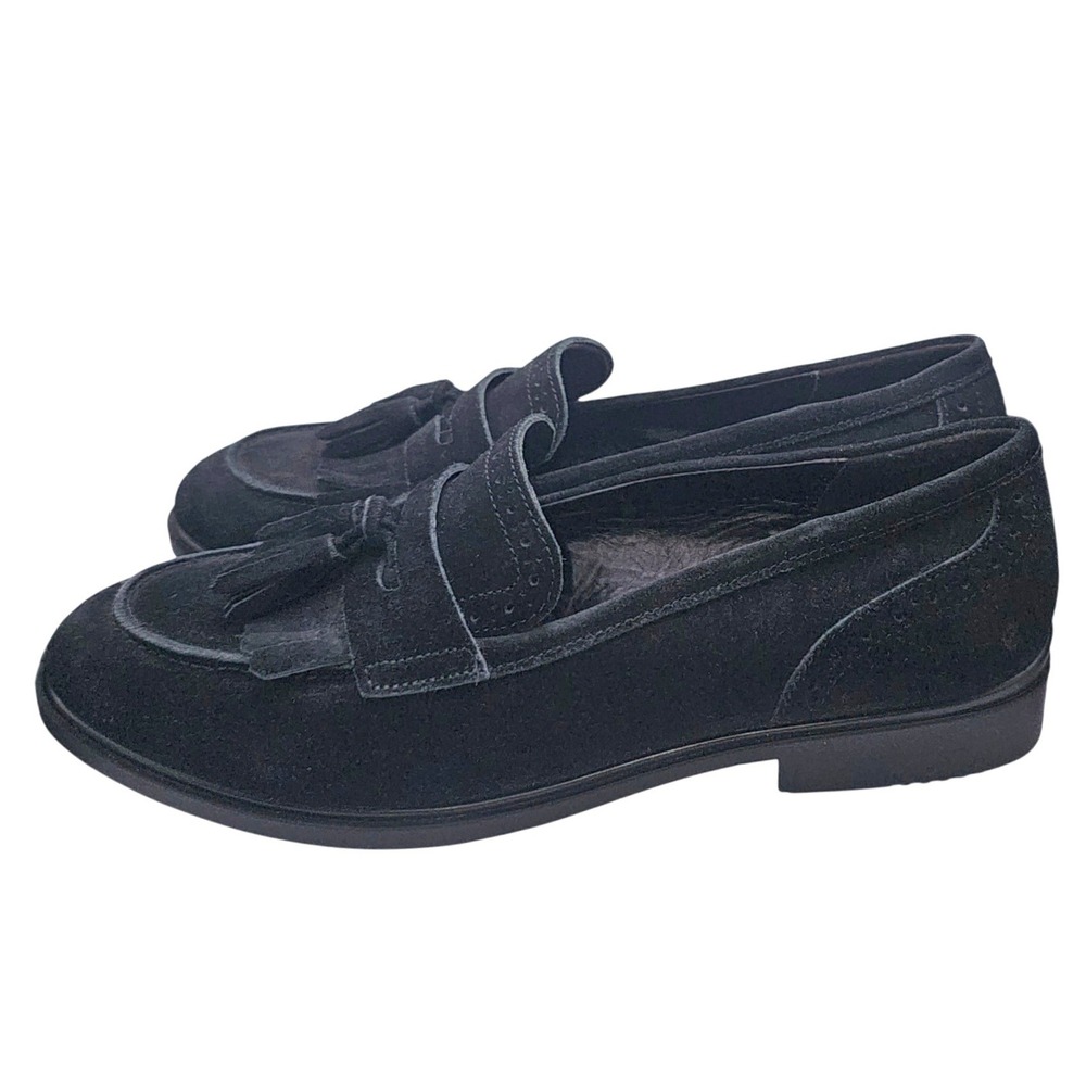 ECCO Black Suede Tassel Kiltie Loafers Womens EU 42 / US‎ 11-11.5 - Picture 5 of 10